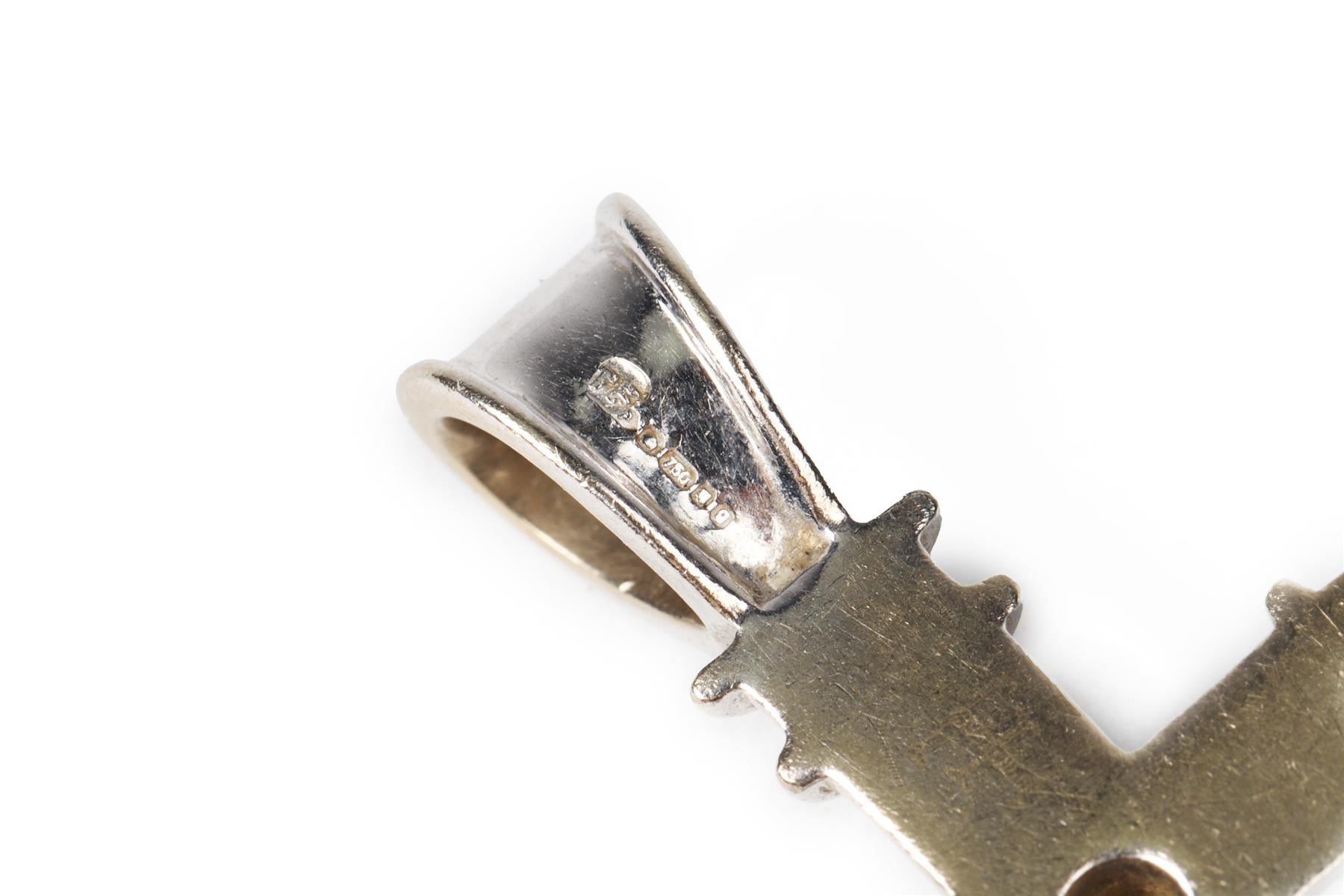 THEO FENNELL CROSS 18K WHITE GOLD AND DIAMOND PENDANT