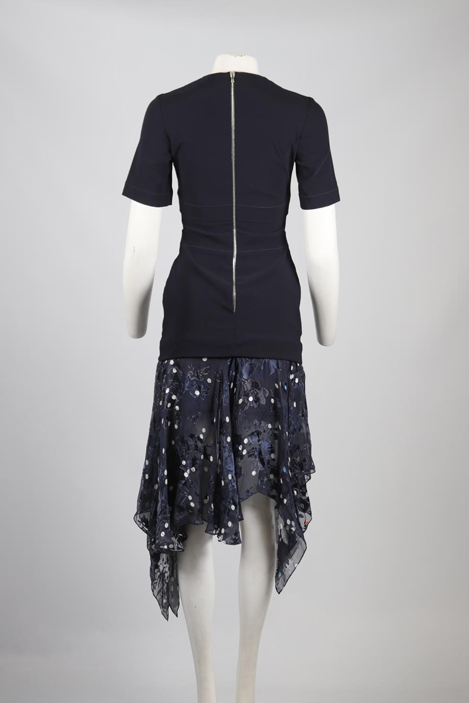 PREEN BY THORNTON BREGAZZI CREPE AND SILK BLEND MIDI DRESS MEDIUM