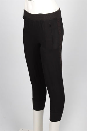 NINA RICCI BLACK SILK TAPERED PANTS FR 34 UK 6