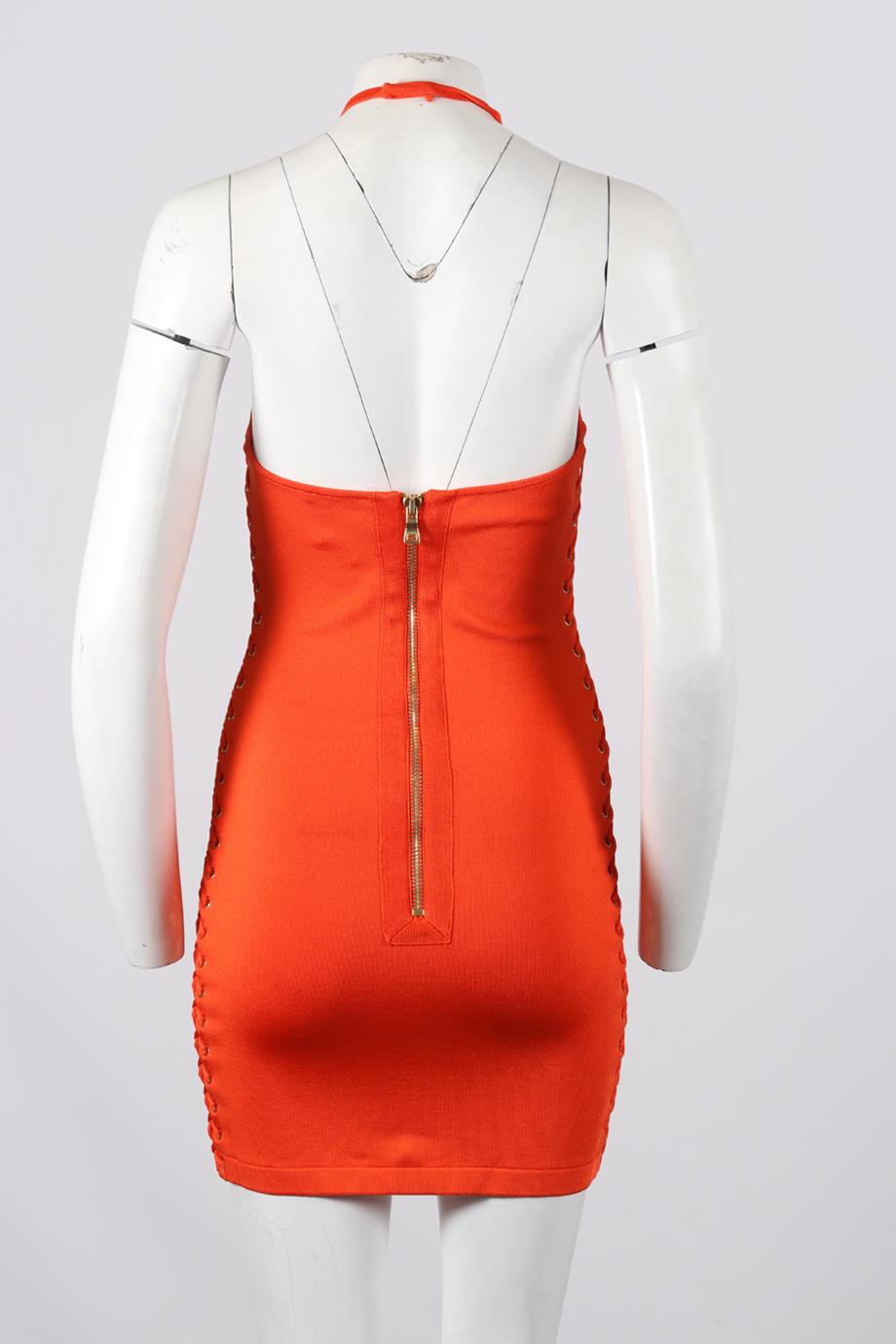 BALMAIN STRETCH KNIT HALTERNECK MINI DRESS FR 38 UK 10