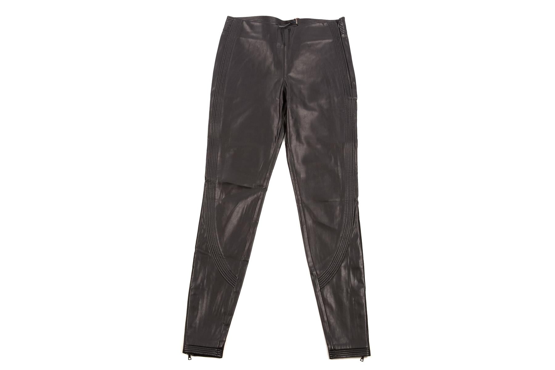 ERMANNO SCERVINO BLACK FAUX LEATHER SKINNY PANTS IT 38 UK 6