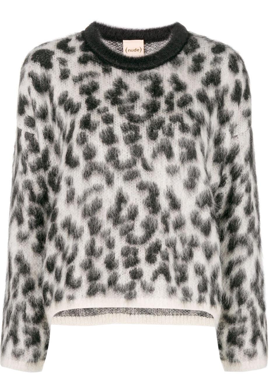 NUDE LEOPARD PRINT MOHAIR AND WOOL BLEND SWEATER IT 44 UK 12