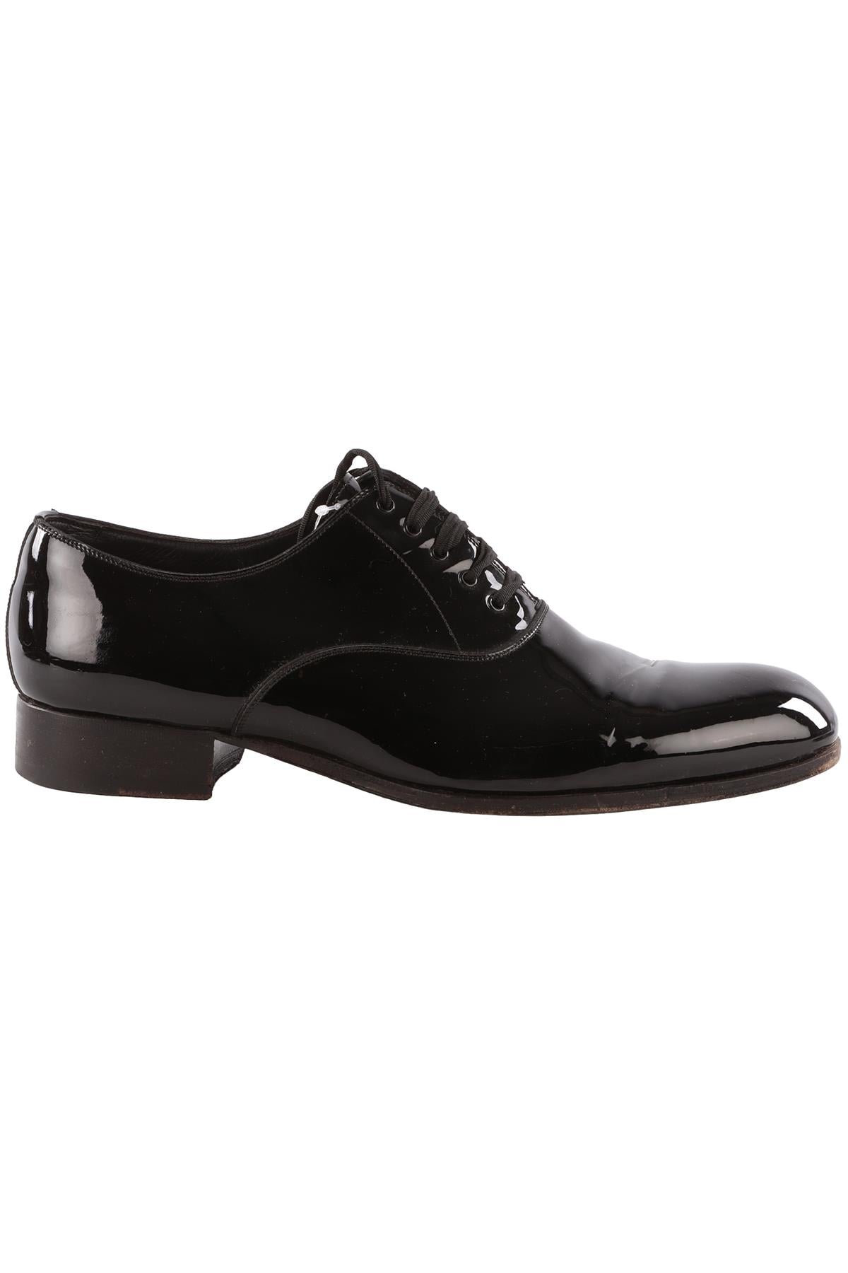 TOM FORD BLACK MEN'S PATENT LEATHER OXFORD SHOES EU 46 UK 12 US 13