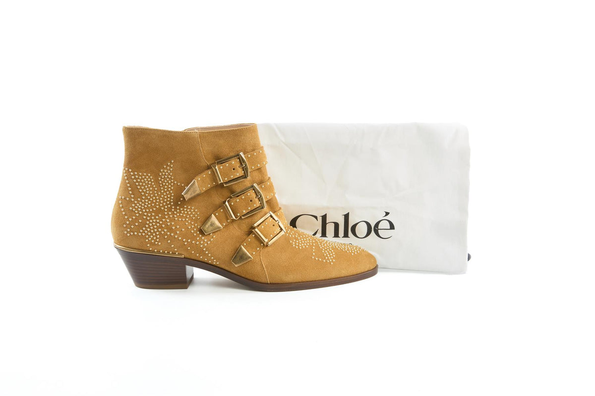 CHLOÉ TAN SUSAN SUEDE ANKLE BOOTS EU 40 UK 7 US 10