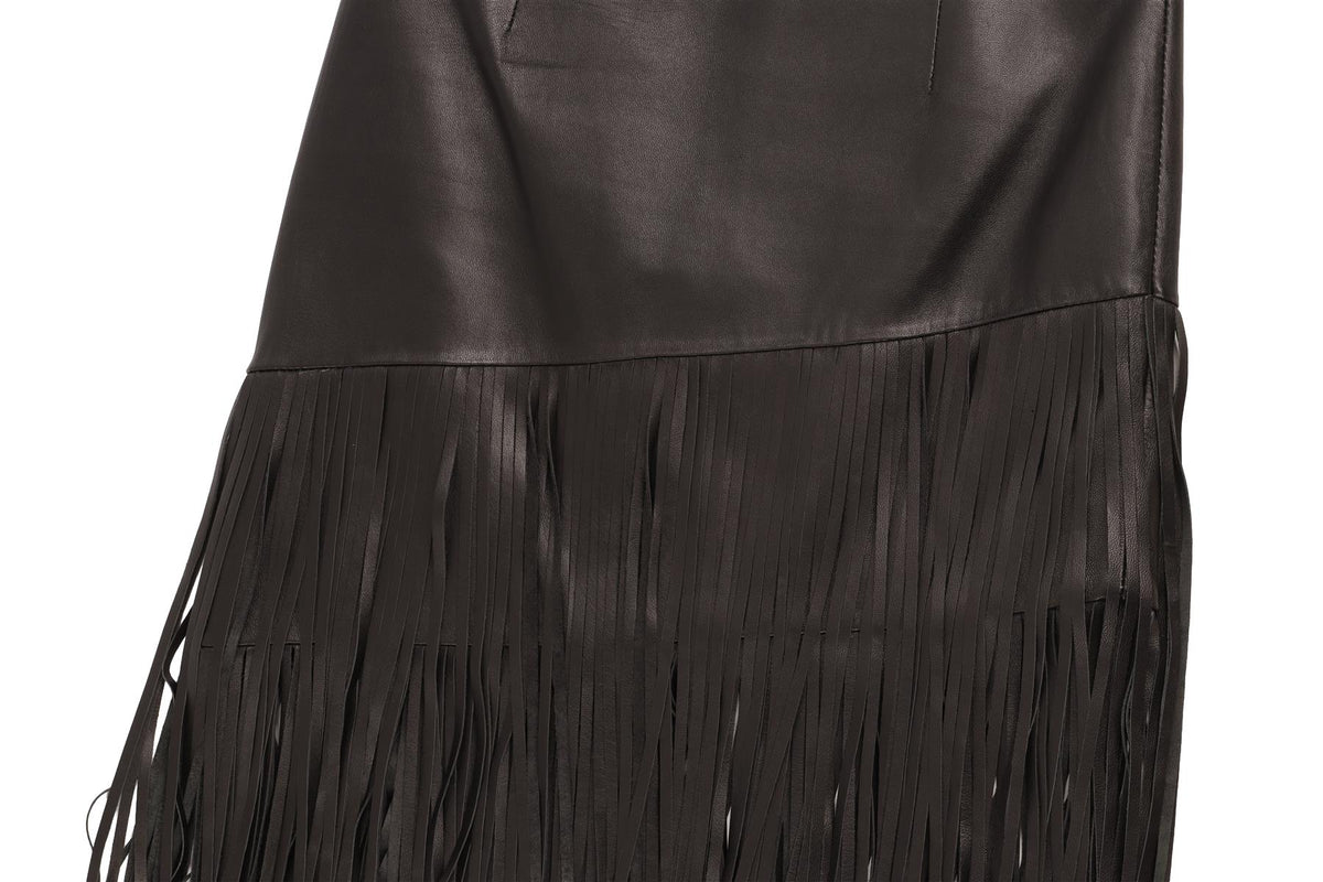 INTERMIX BLACK LEATHER MIDI SKIRT XSMALL