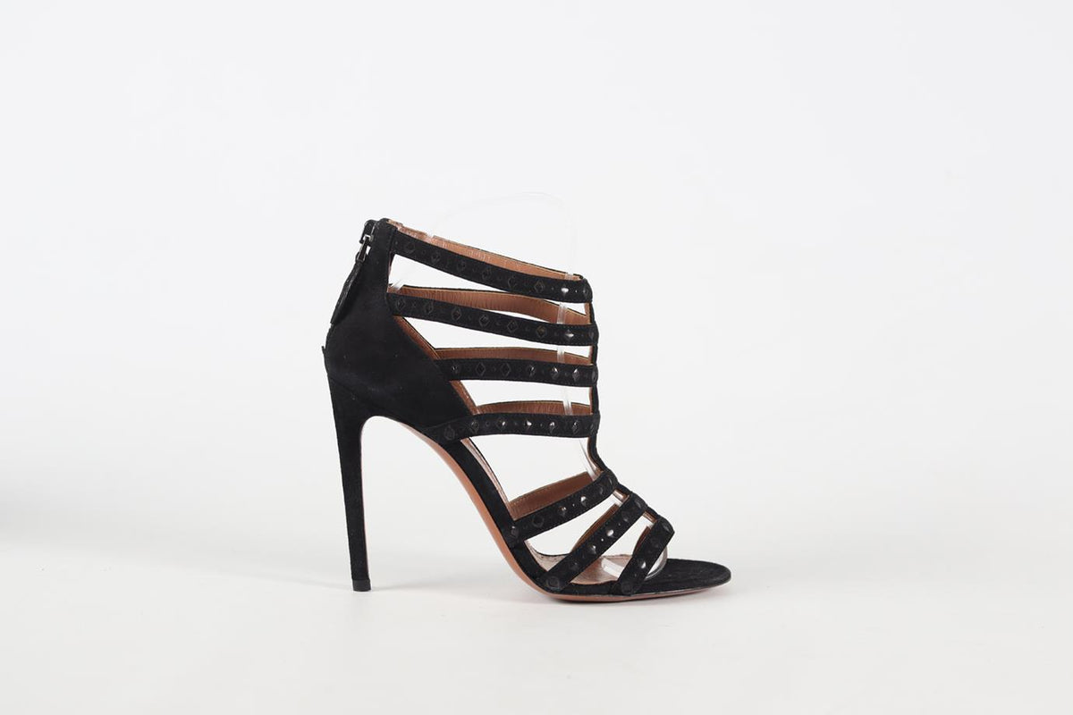 AZZEDINE ALAÏA SUEDE AND LEATHER SANDALS EU 37.5 UK 4.5 US 7.5