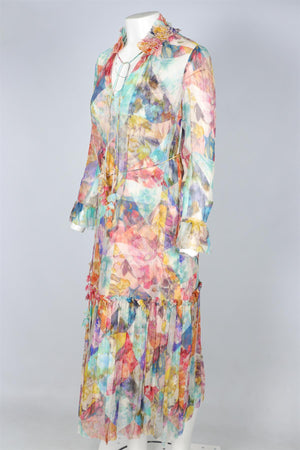 ZIMMERMANN MULTI SILK MIDI DRESS UK 8