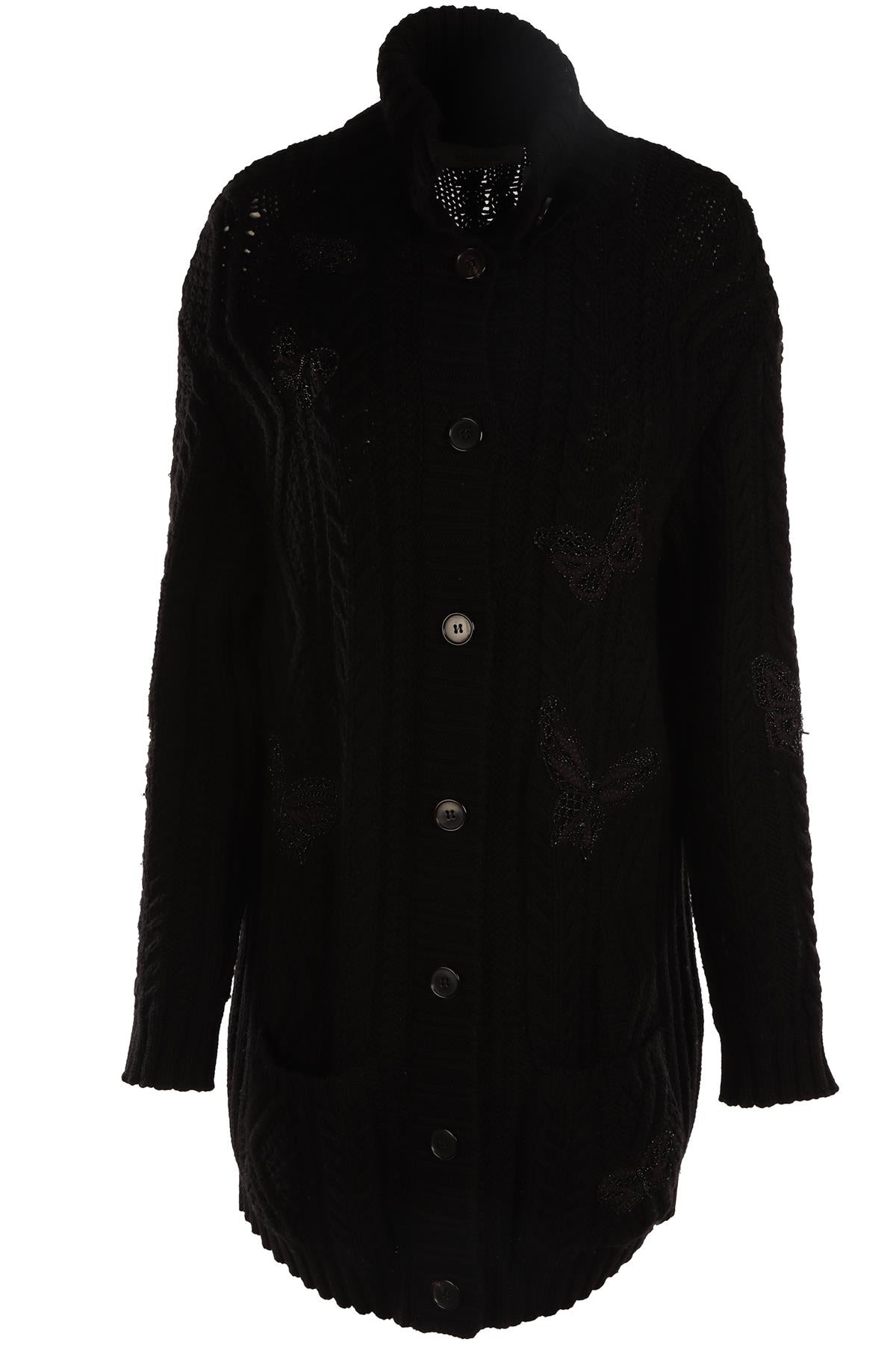 VALENTINO BLACK WOOL CARDIGAN SMALL
