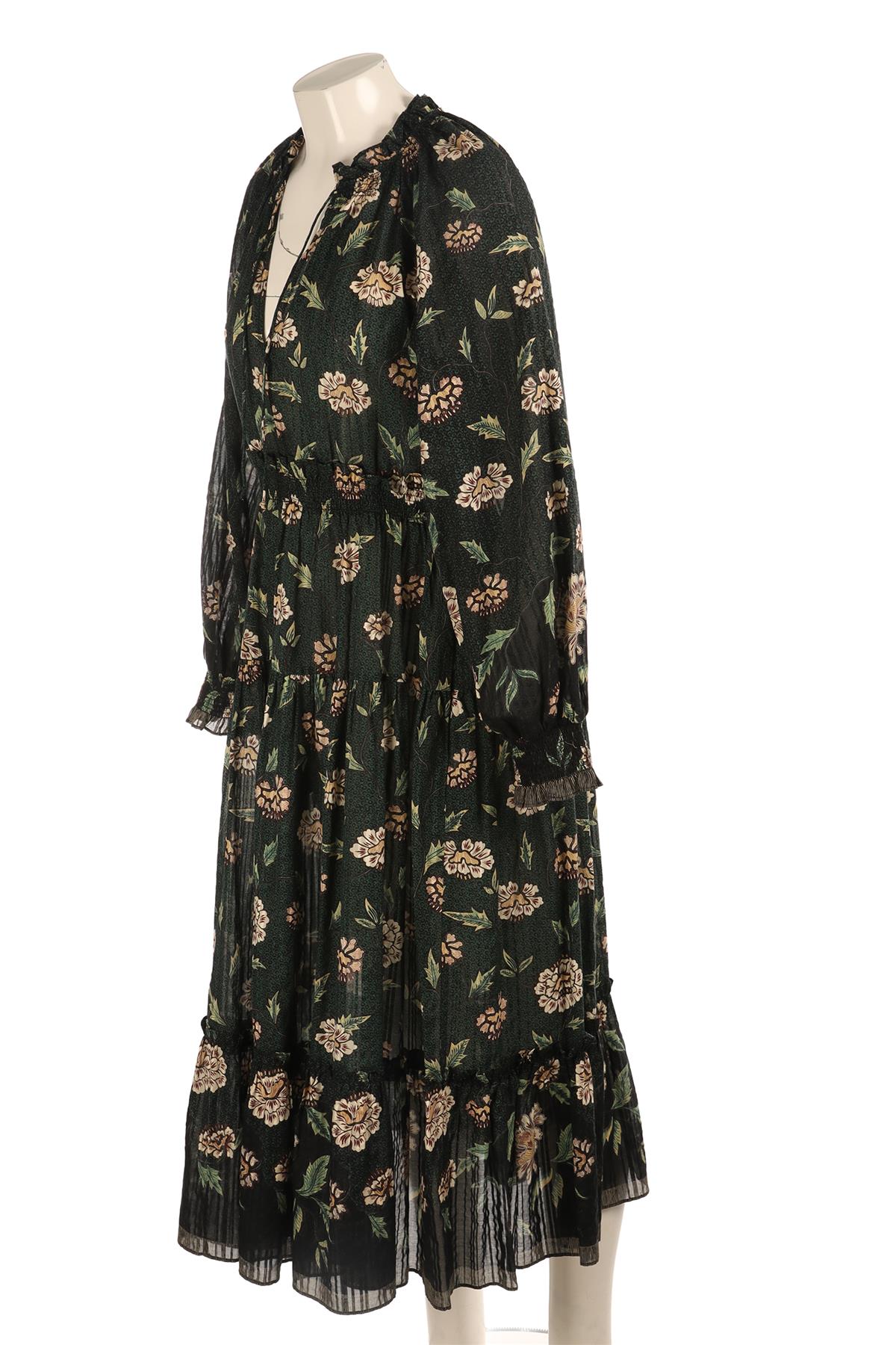 ULLA JOHNSON GREEN COTTON MAXI DRESS US 8 UK 12