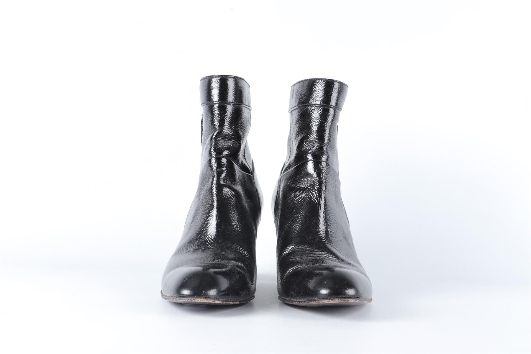 TOD'S BLACK PATENT LEATHER ANKLE BOOTS EU 38.5 UK 5.5 US 8.5
