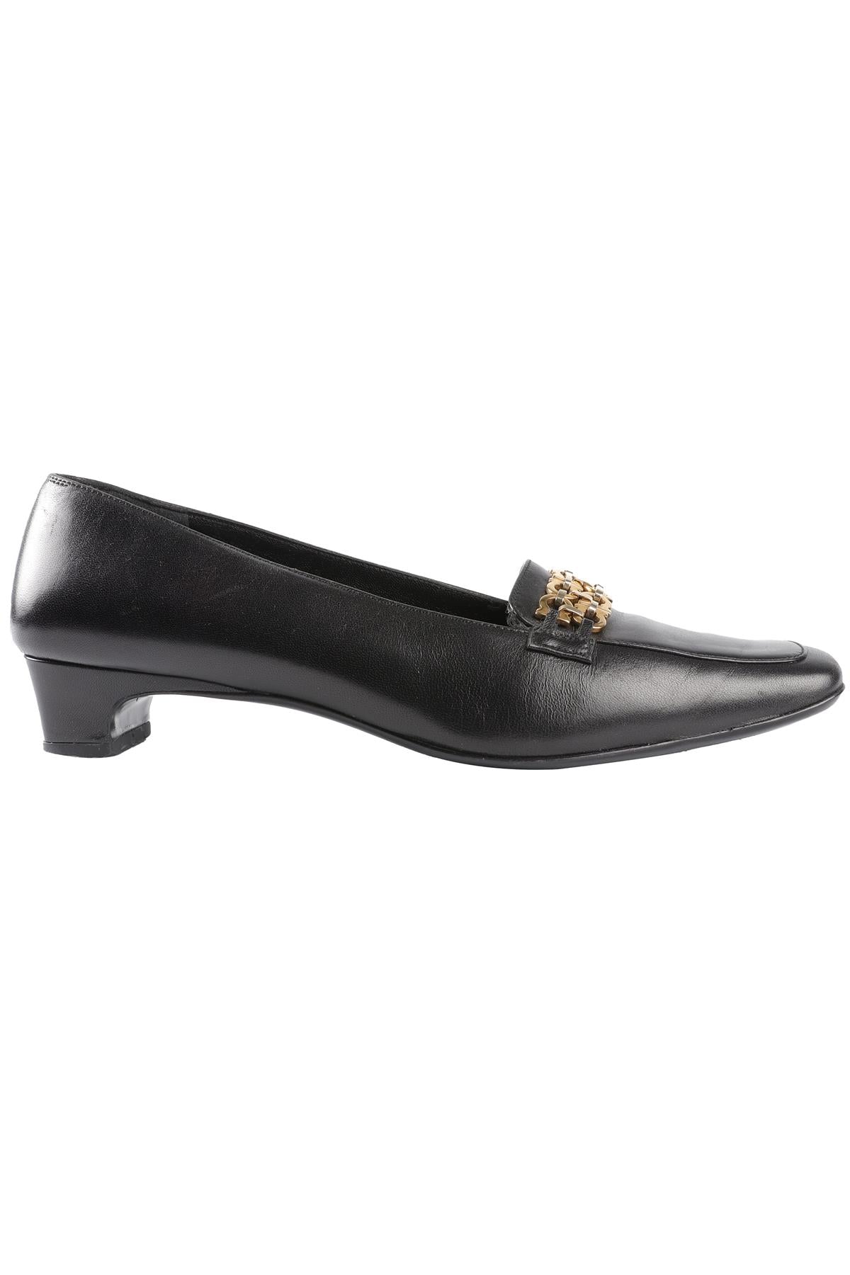 SALVATORE FERRAGAMO BLACK LEATHER LOAFERS EU 37.5 UK 4.5 US 7.5