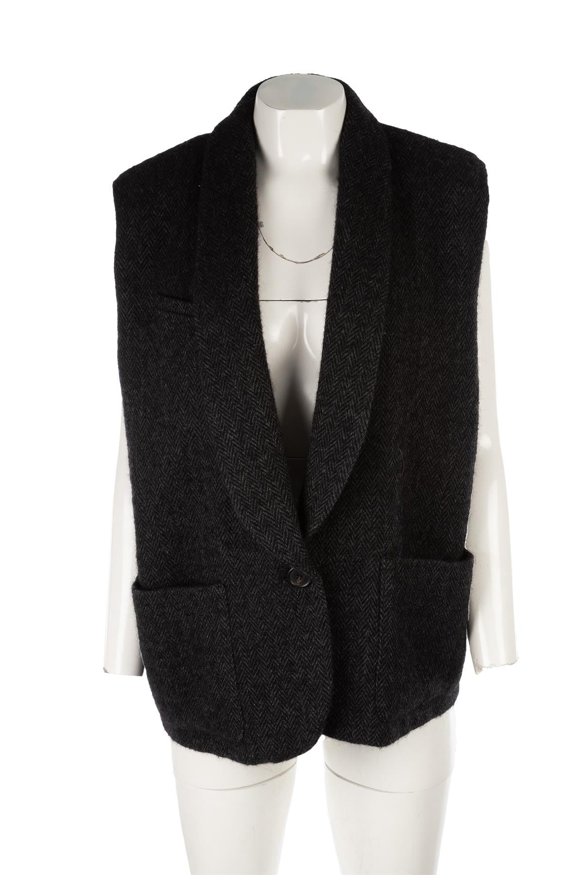 ISABEL MARANT BLACK WOOL GILET 0 UK 6