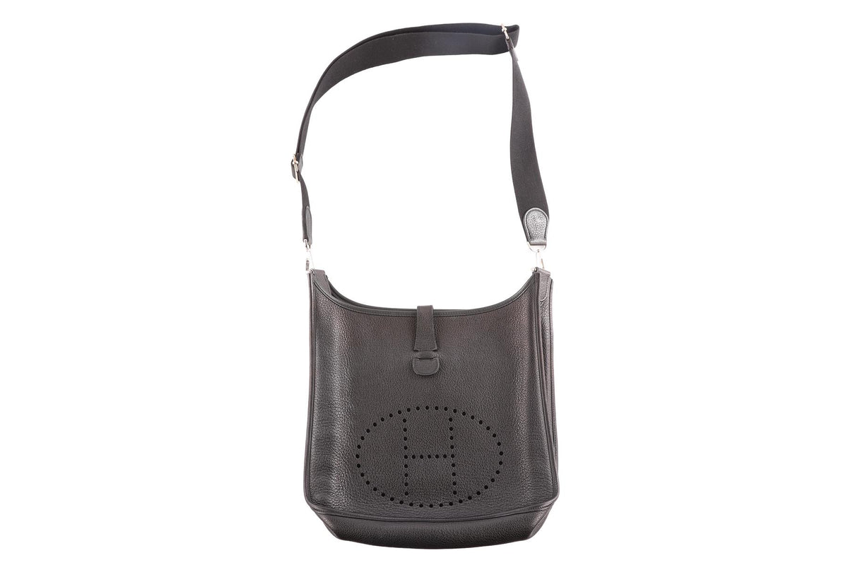HERMÈS BLACK 2009 EVELYNE GM TOGO LEATHER SHOULDER BAG