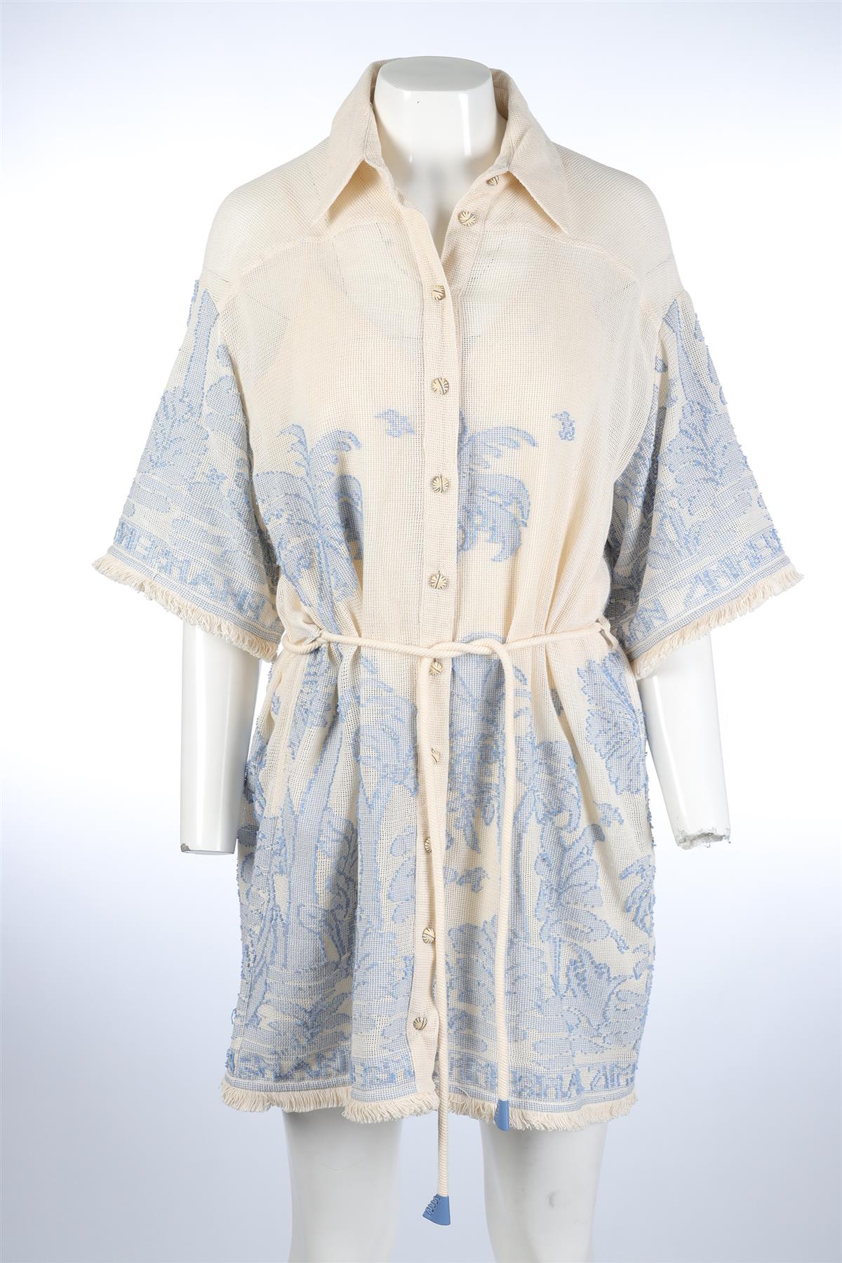 ZIMMERMANN BLUE COTTON MINI DRESS UK 12