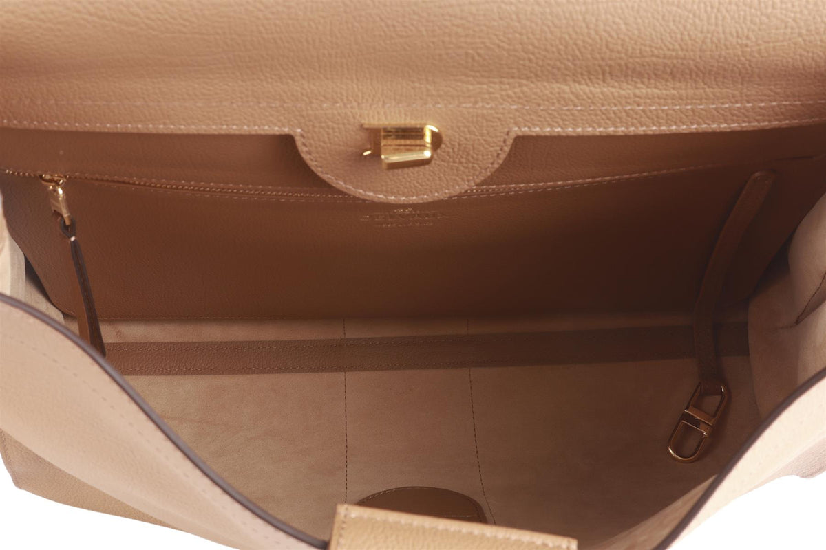 DELVAUX TAN BRILLIANT TEMPO MM LEATHER SHOULDER BAG