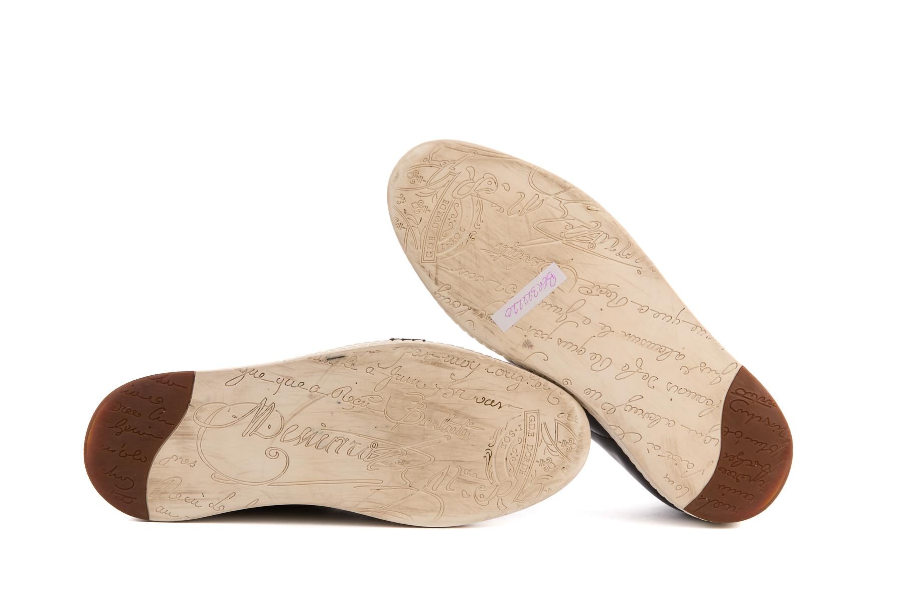 BERLUTI BLACK MEN'S LEATHER SNEAKERS UK 8.5 EU 42.5 US 9.5