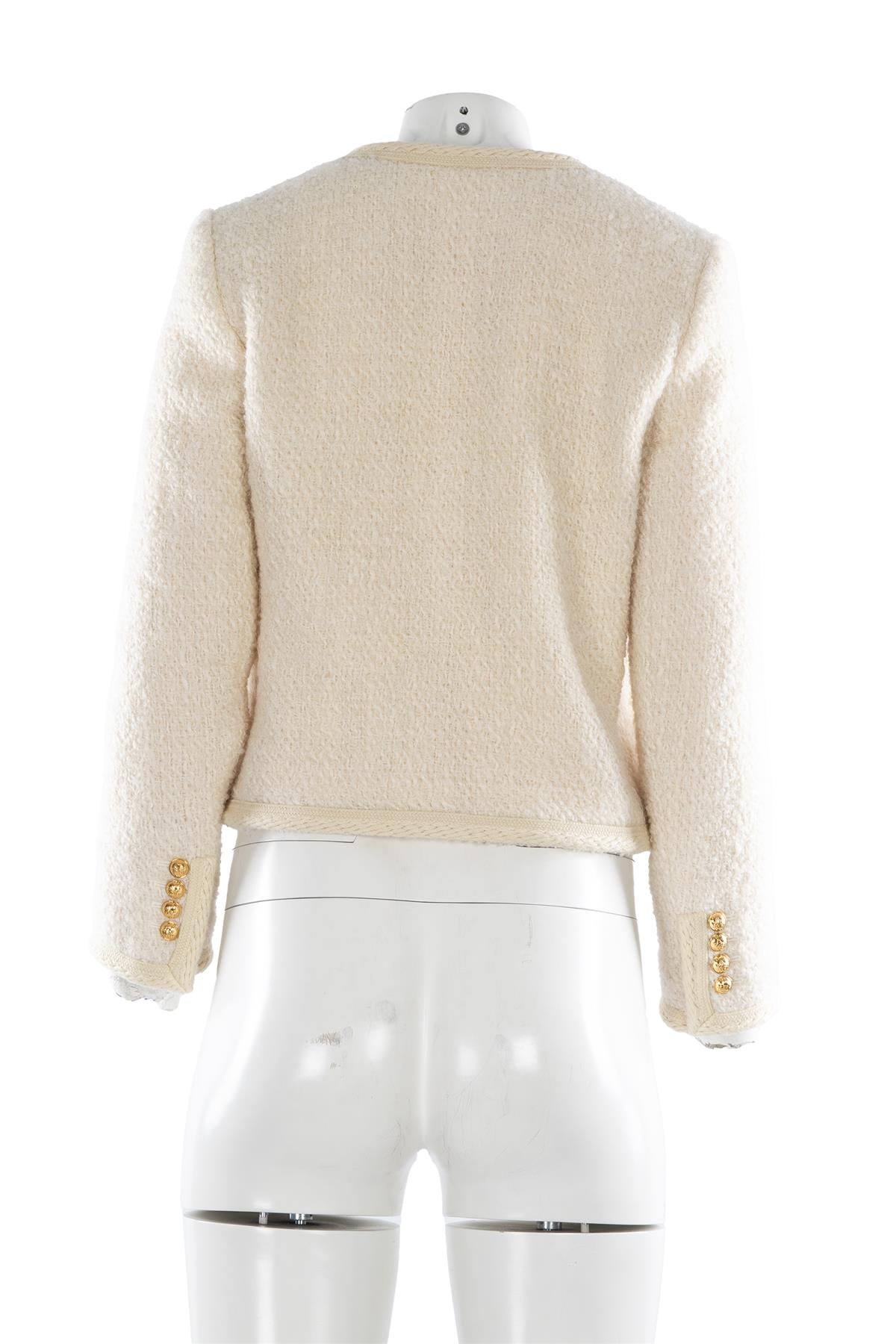 CELINE CREAM BOUCLE JACKET FR 36 UK 8