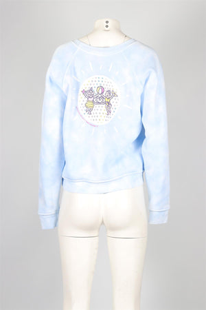 LOVESHACKFANCY X ROLLER RABBIT BLUE COTTON SWEATSHIRT SMALL