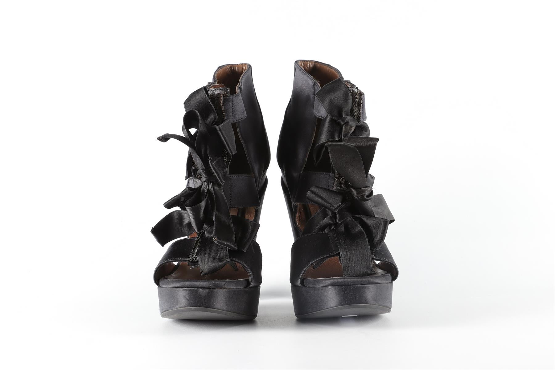 MARNI BLACK SATIN PLATFORM SANDALS EU 39 UK 6 US 9