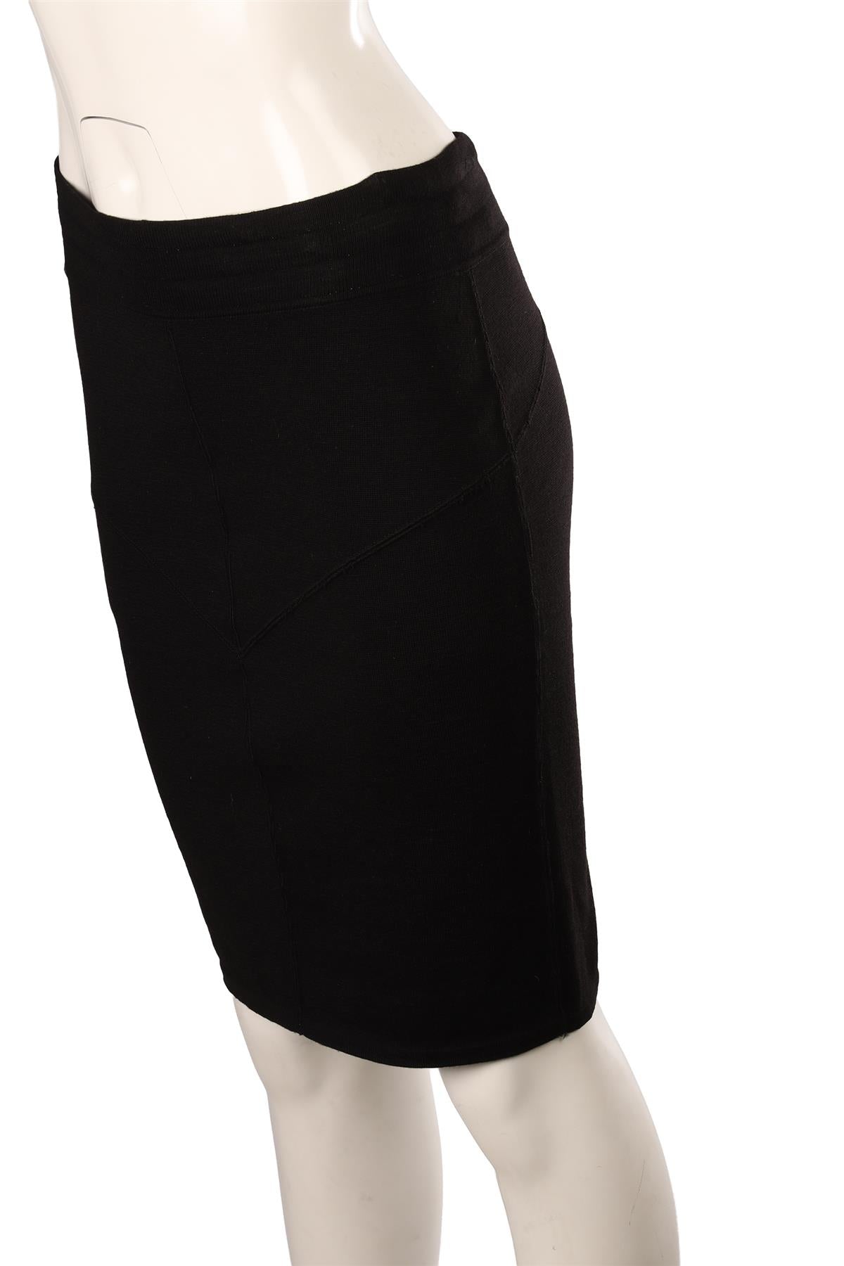 ALAÏA BLACK VINTAGE WOOL SKIRT MEDIUM