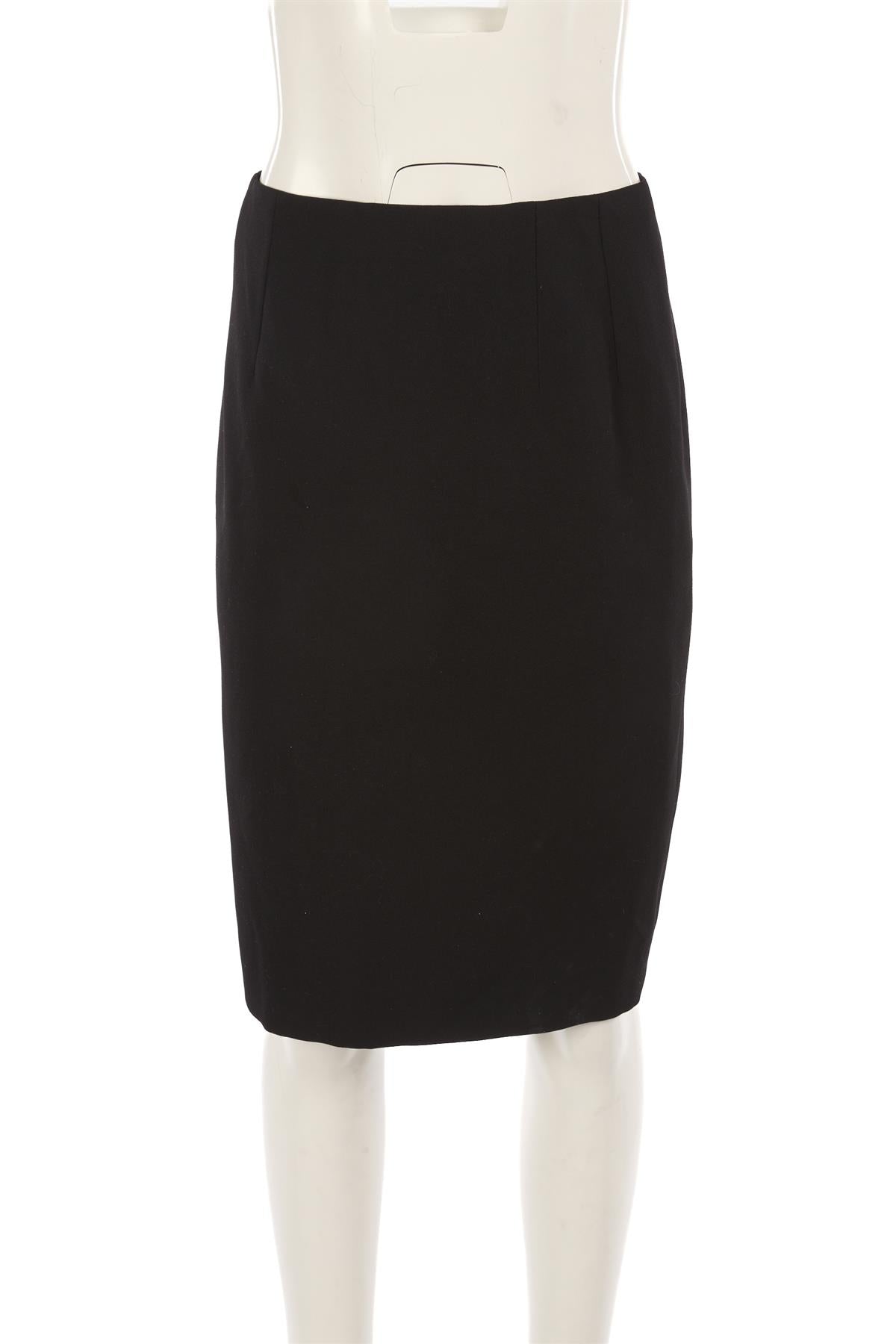 VERSACE BLACK WOOL MIDI SKIRT IT 42 UK 10