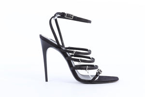 SAINT LAURENT BLACK JERRY SATIN SANDALS EU 39 UK 6 US 9