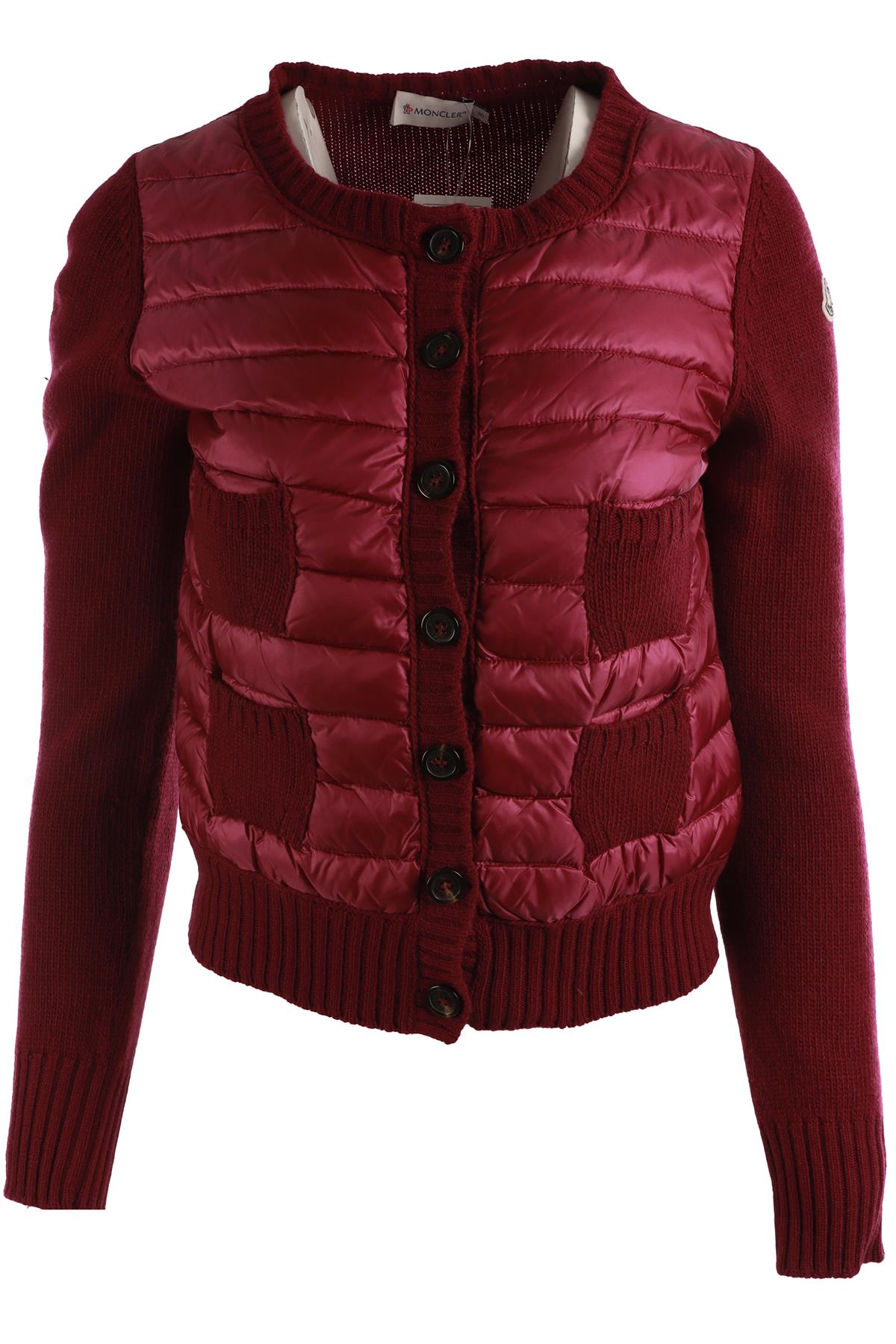 MONCLER PINK PADDED DOWN AND KNIT CARDIGAN SMALL