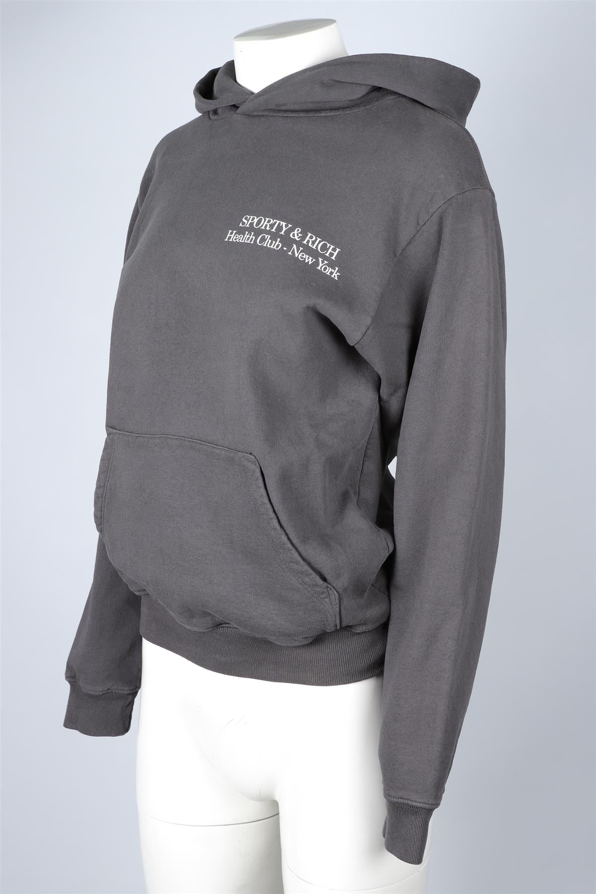 SPORTY & RICH GREY COTTON HOODIE