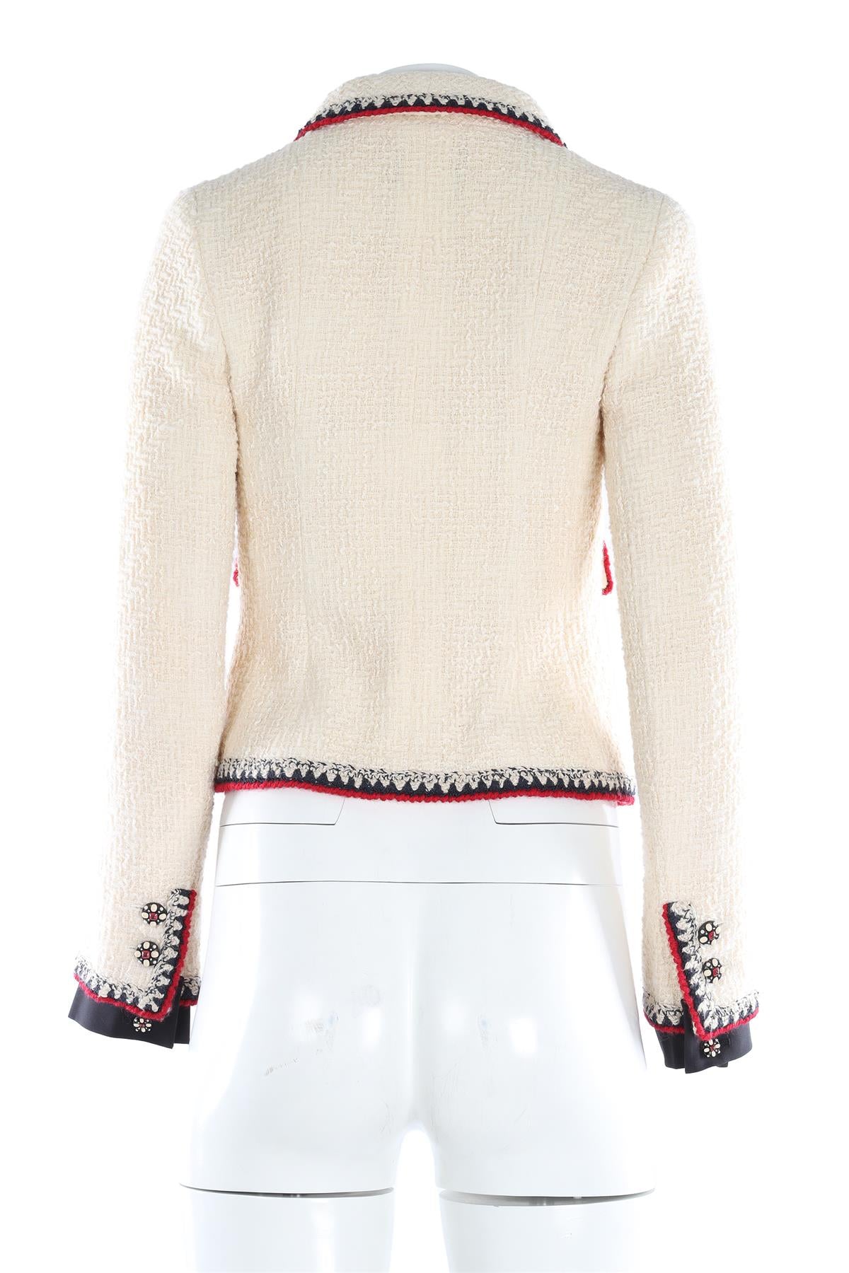 CHANEL CREAM 2006 TWEED JACKET FR 36 UK 8