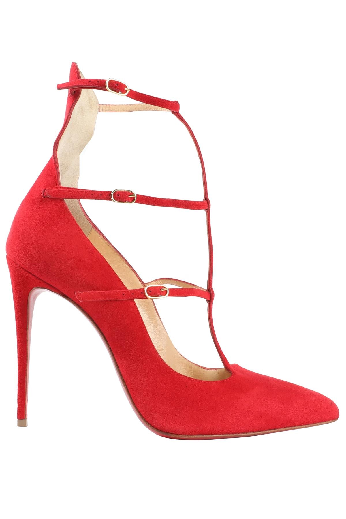 CHRISTIAN LOUBOUTIN RED SUEDE PUMPS EU 38 UK 5 UK 8