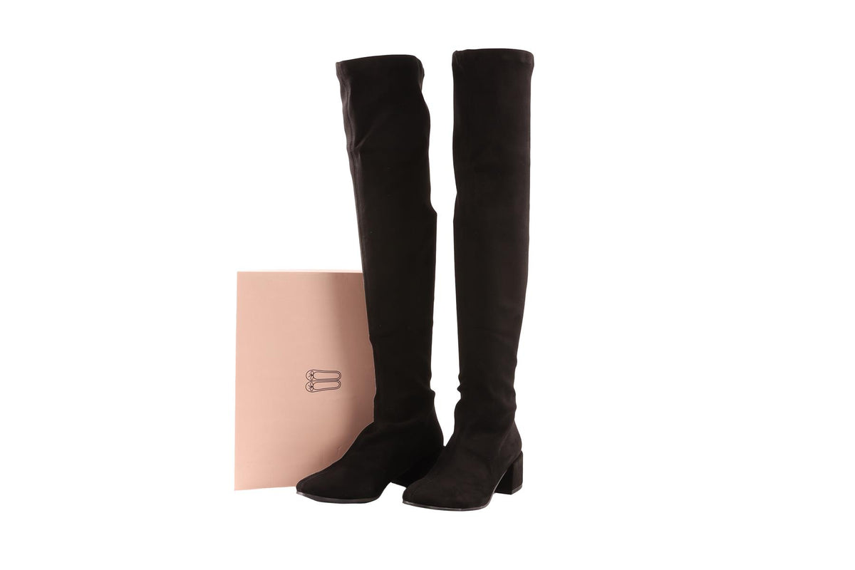 PRETTY BALLERINAS BLACK FAUX SUEDE OVER-THE-KNEE BOOTS  EU 39 UK 6 US 9
