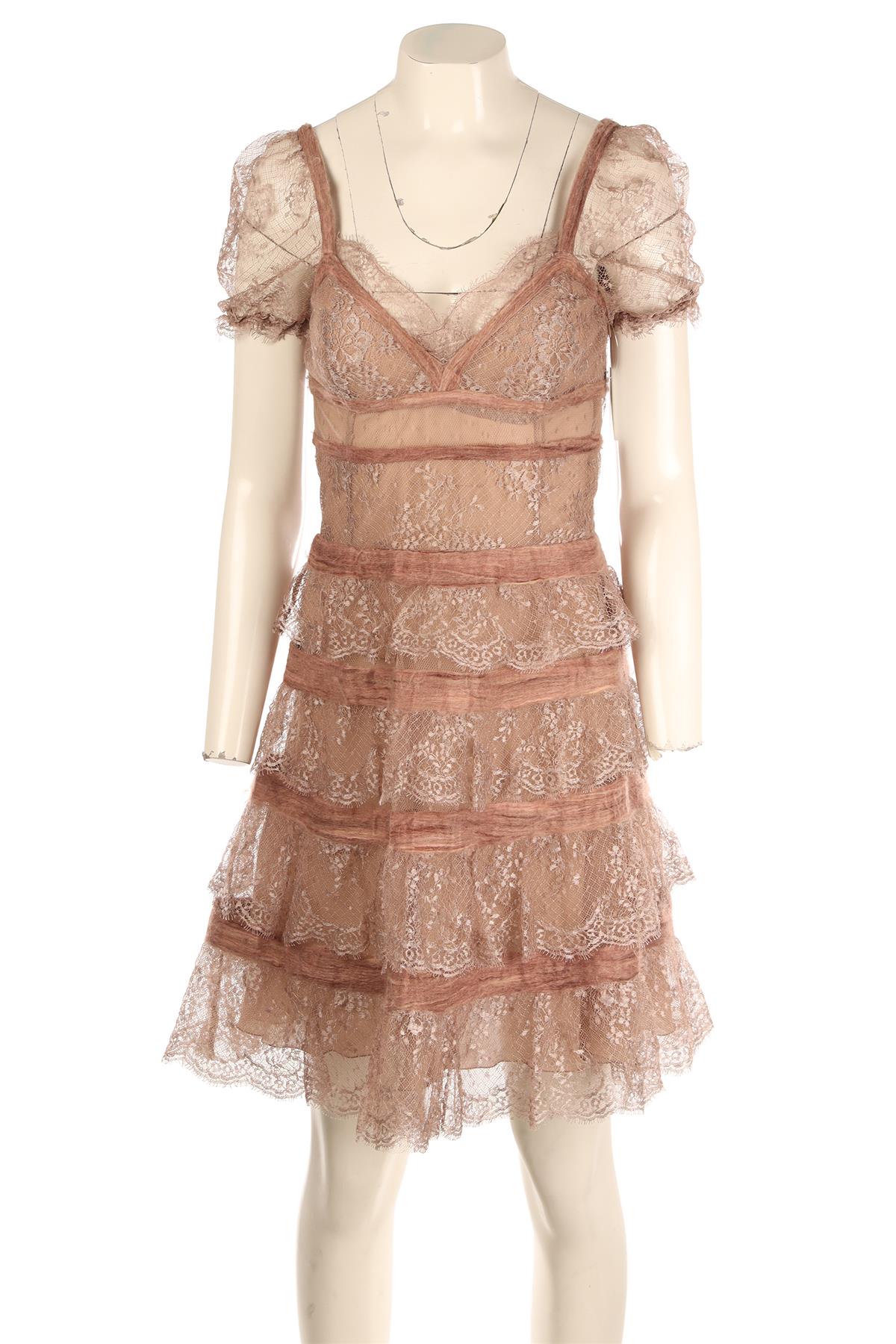 VALENTINO PINK LACE MIDI DRESS US 6 UK 10
