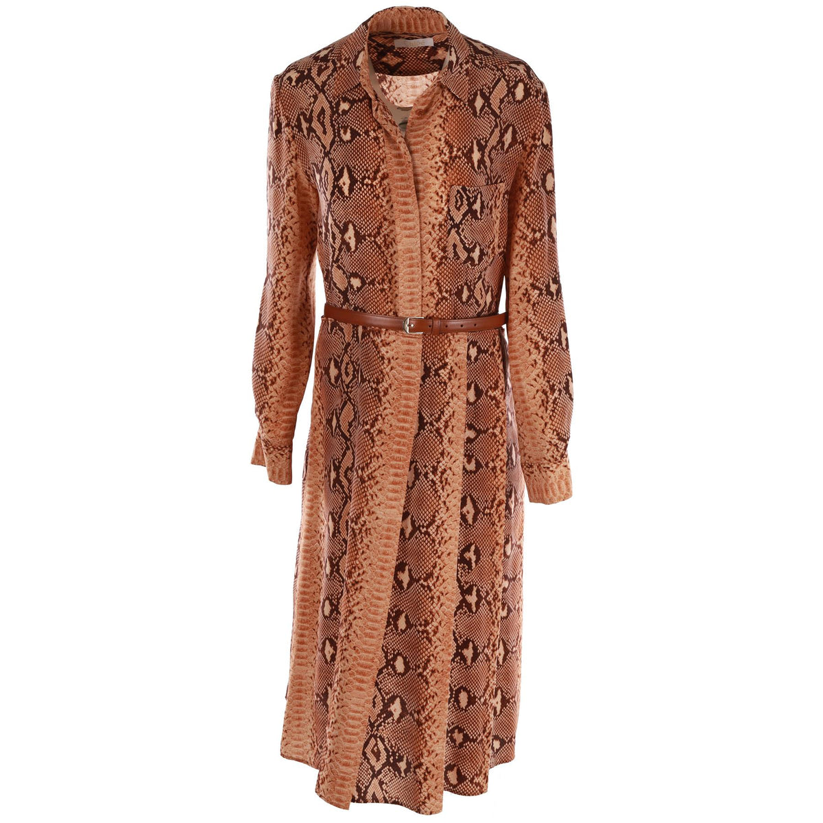 CHLOÉ BROWN SILK MIDI DRESS FR 40 UK 12
