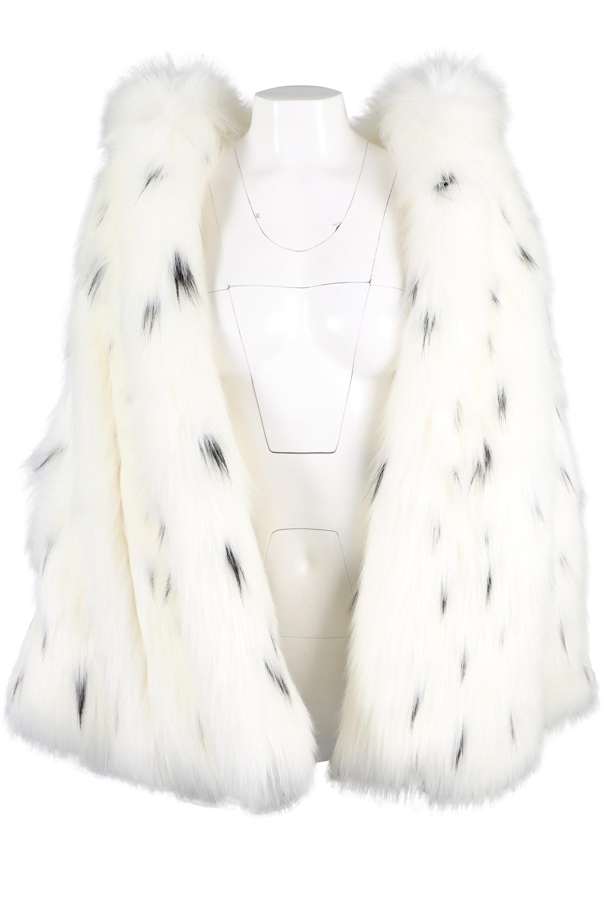 SAINT LAURENT WHITE FAUX FUR COAT FR 36