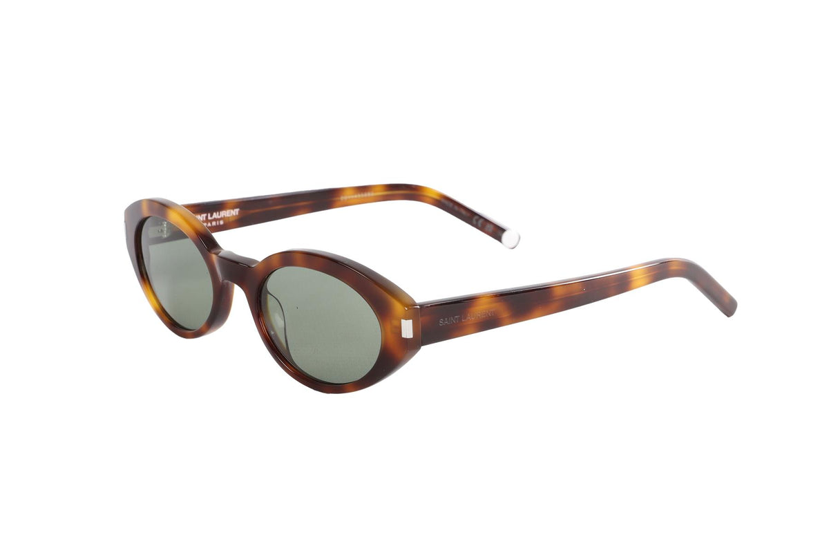 SAINT LAURENT BROWN OVAL FRAME ACETATE SUNGLASSES