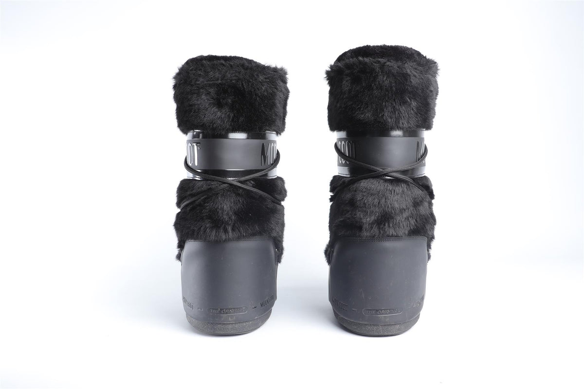 MOON BOOTS BLACK FAUX FUR BOOTS EU 39-41 UK 6-8 US 9-11