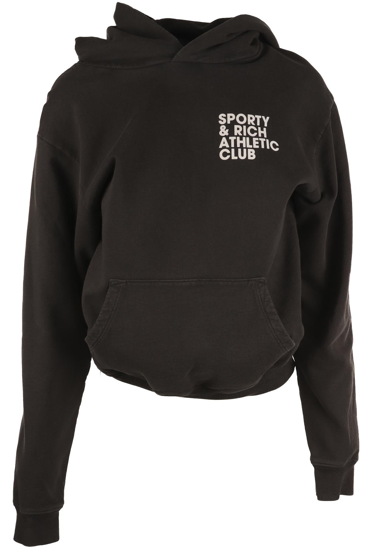 SPORTY & RICH GREY COTTON HOODIE XSMALL