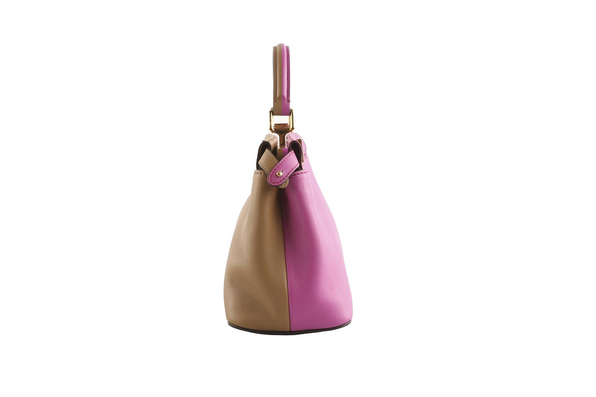 FENDI PINK PEEKABOO MINI BICOLOR LEATHER TOTE BAG