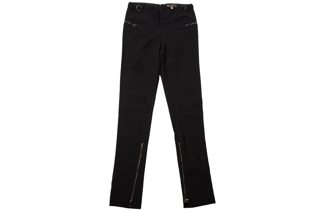 VERSACE BLACK VINTAGE COTTON STRAIGHT LEG PANTS IT 38 UK 6