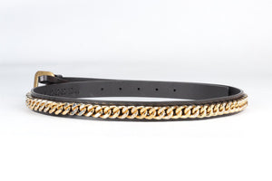 YVES SAINT LAURENT BLACK CHAIN AND LEATHER BELT