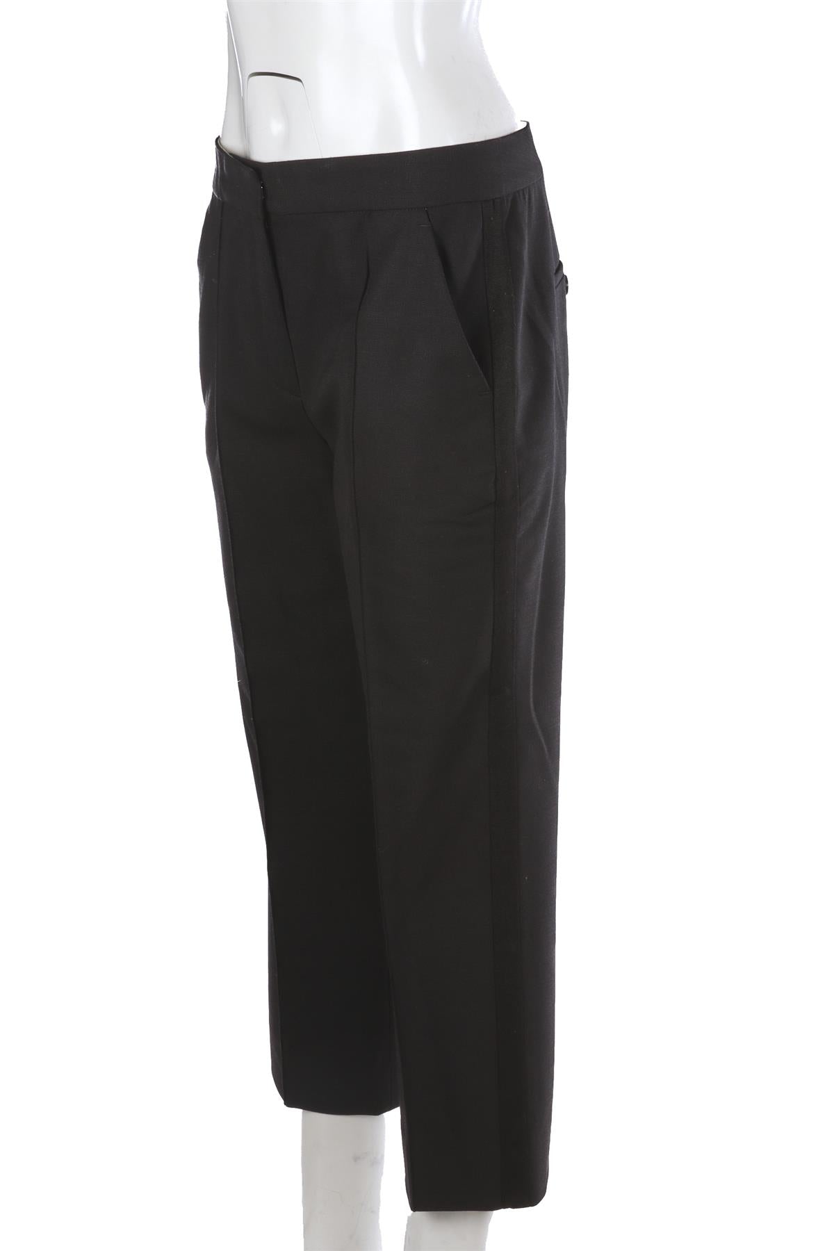 ME+EM BLACK WOOL STRAIGHT LEG PANTS UK 10