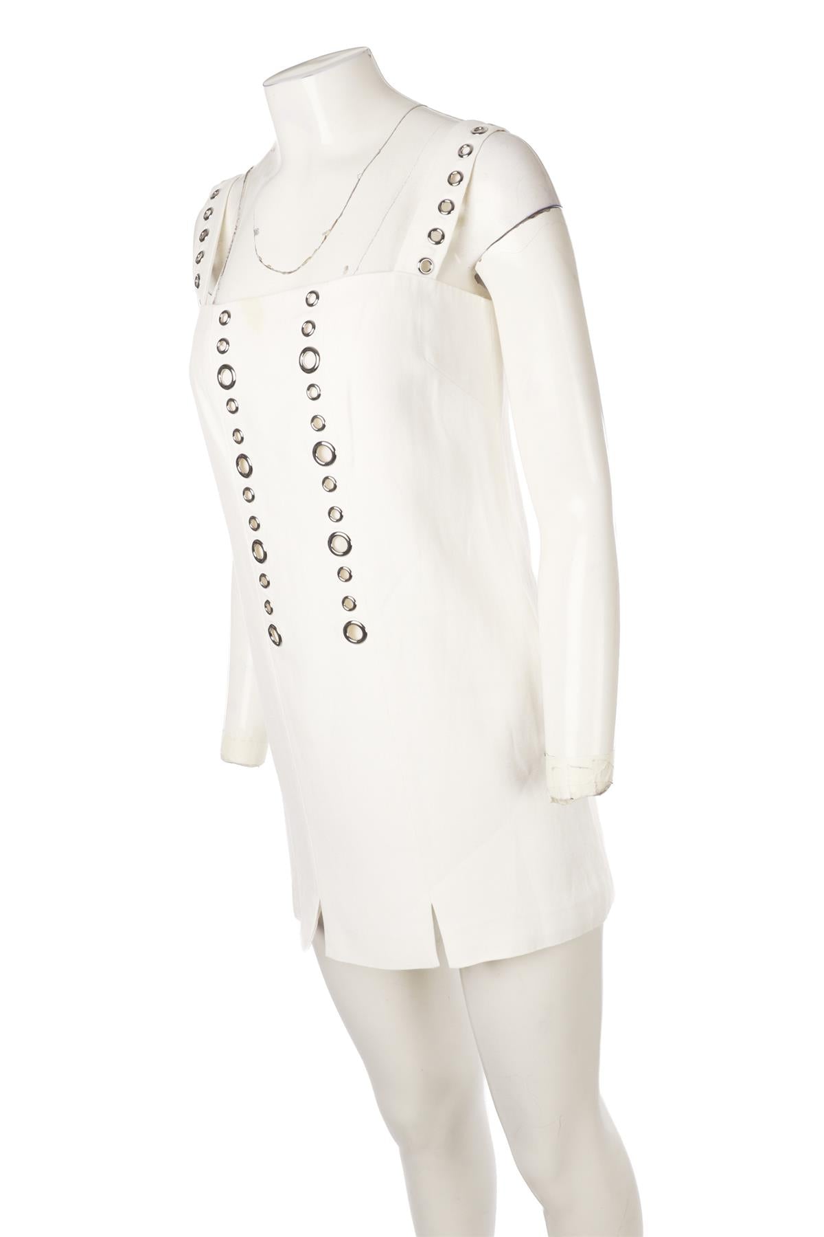WHITE LINEN MINI DRESS