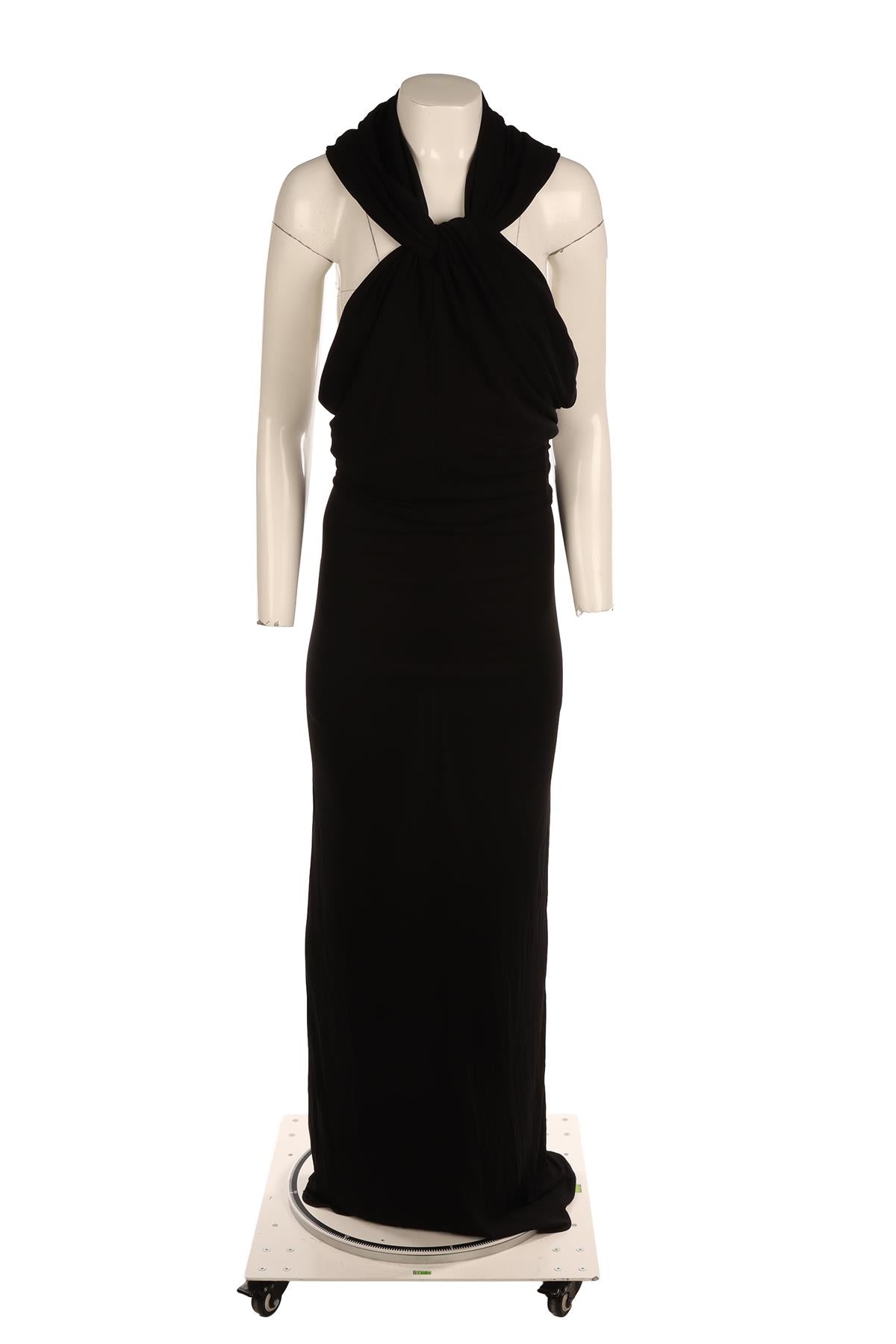 SAINT LAURENT BLACK JERSEY MAXI DRESS FR 38 UK 10