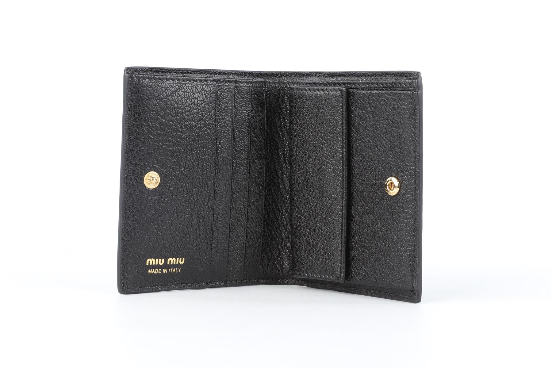 MIU MIU BLACK MADRAS JACQUARD WALLET