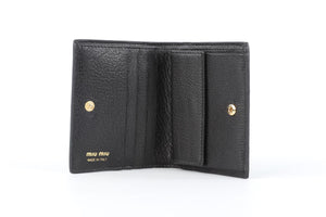 MIU MIU BLACK MADRAS JACQUARD WALLET