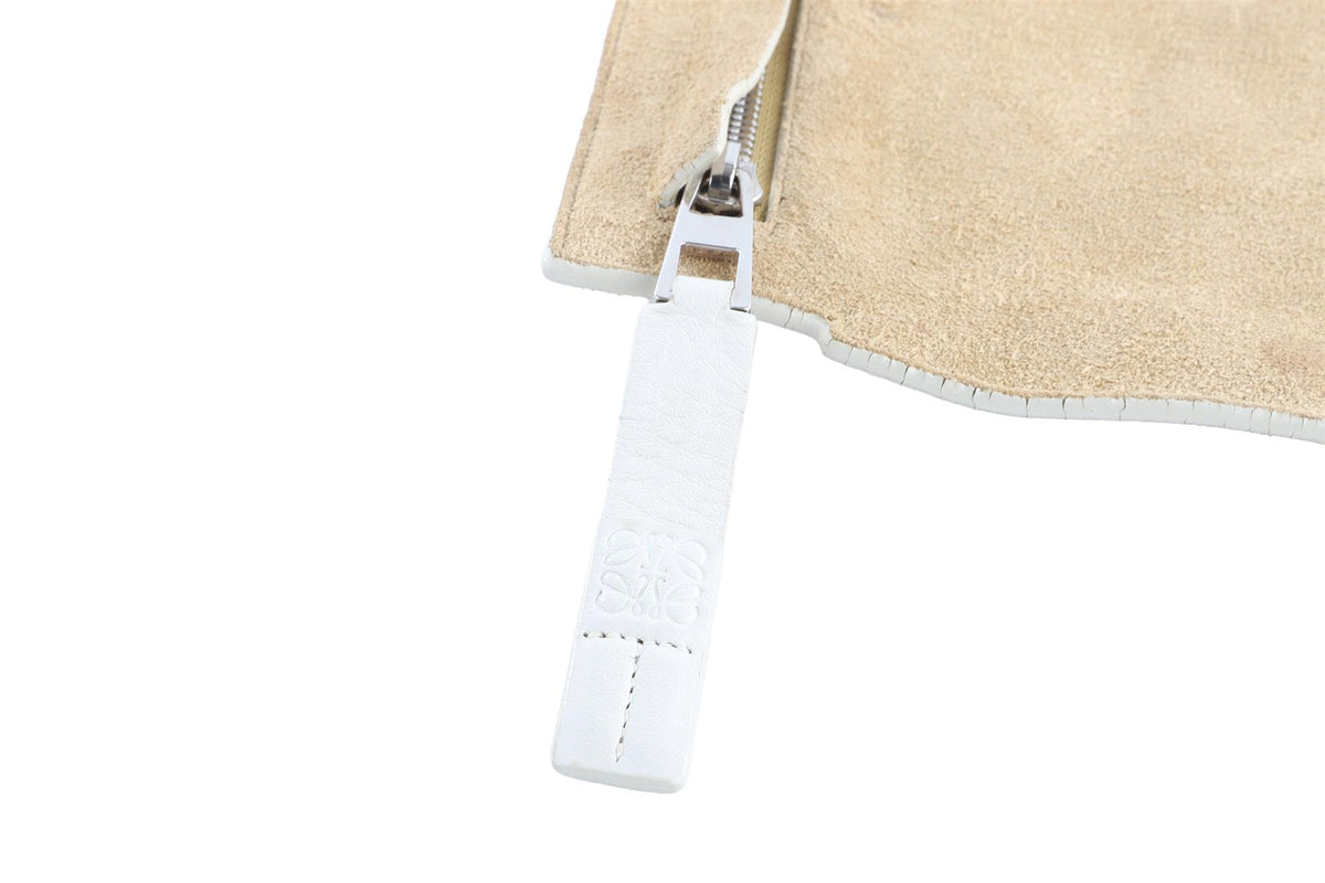 LOEWE BEIGE T POUCH SUEDE CLUTCH