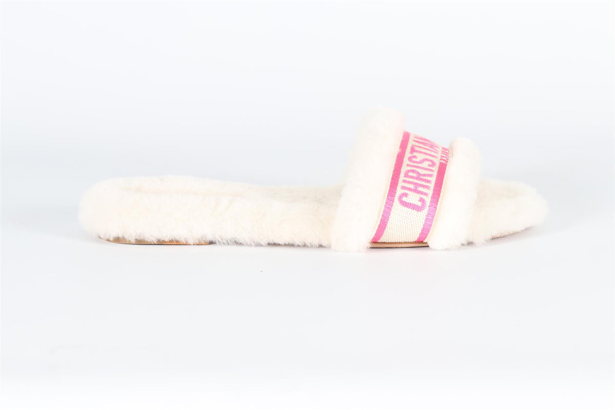 CHRISTIAN DIOR DWAY SHEARLING SLIDES EU 38.5 UK 5.5 US 8.5