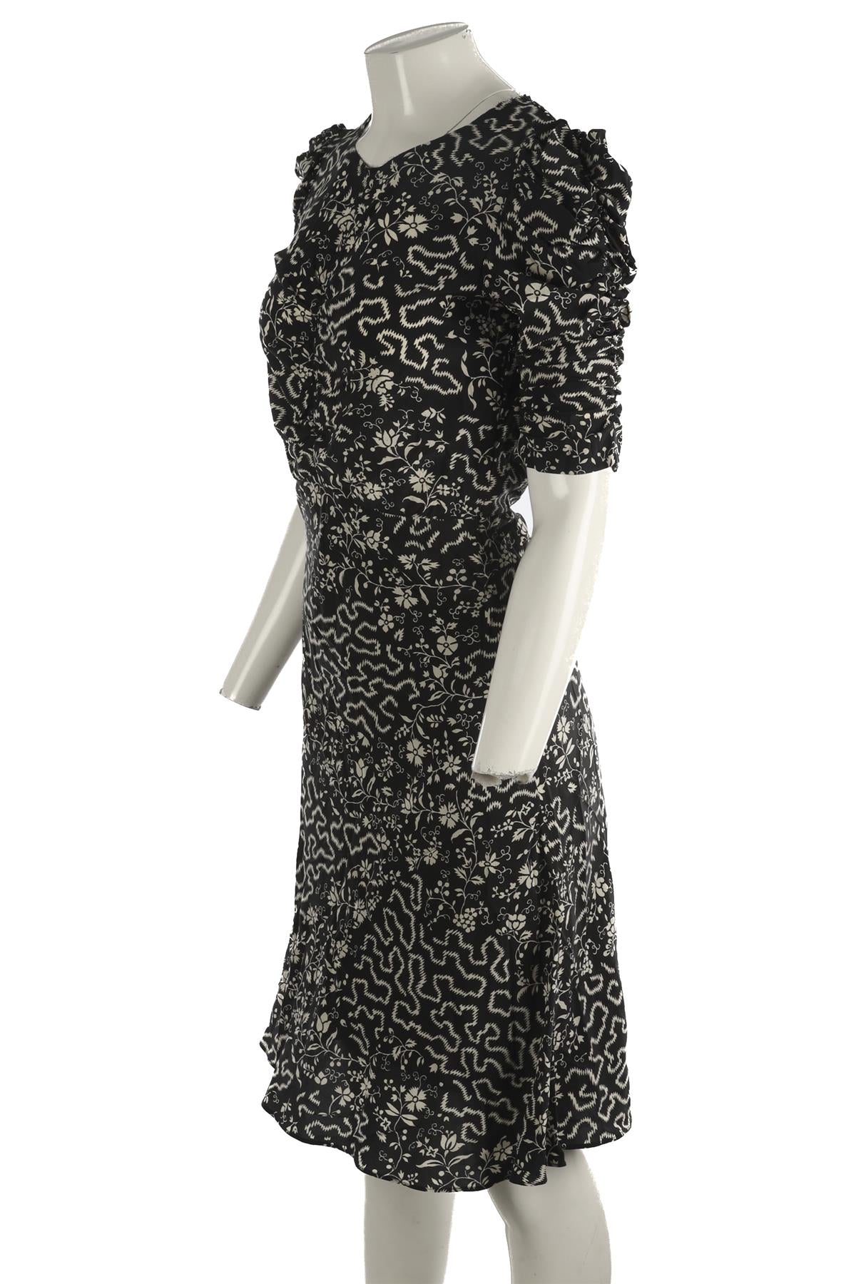 ISABEL MARANT BLACK SILK MIDI DRESS FR 36 UK 8