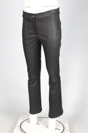 ARMA BLACK LEATHER FLARED PANTS IT 40 UK 8