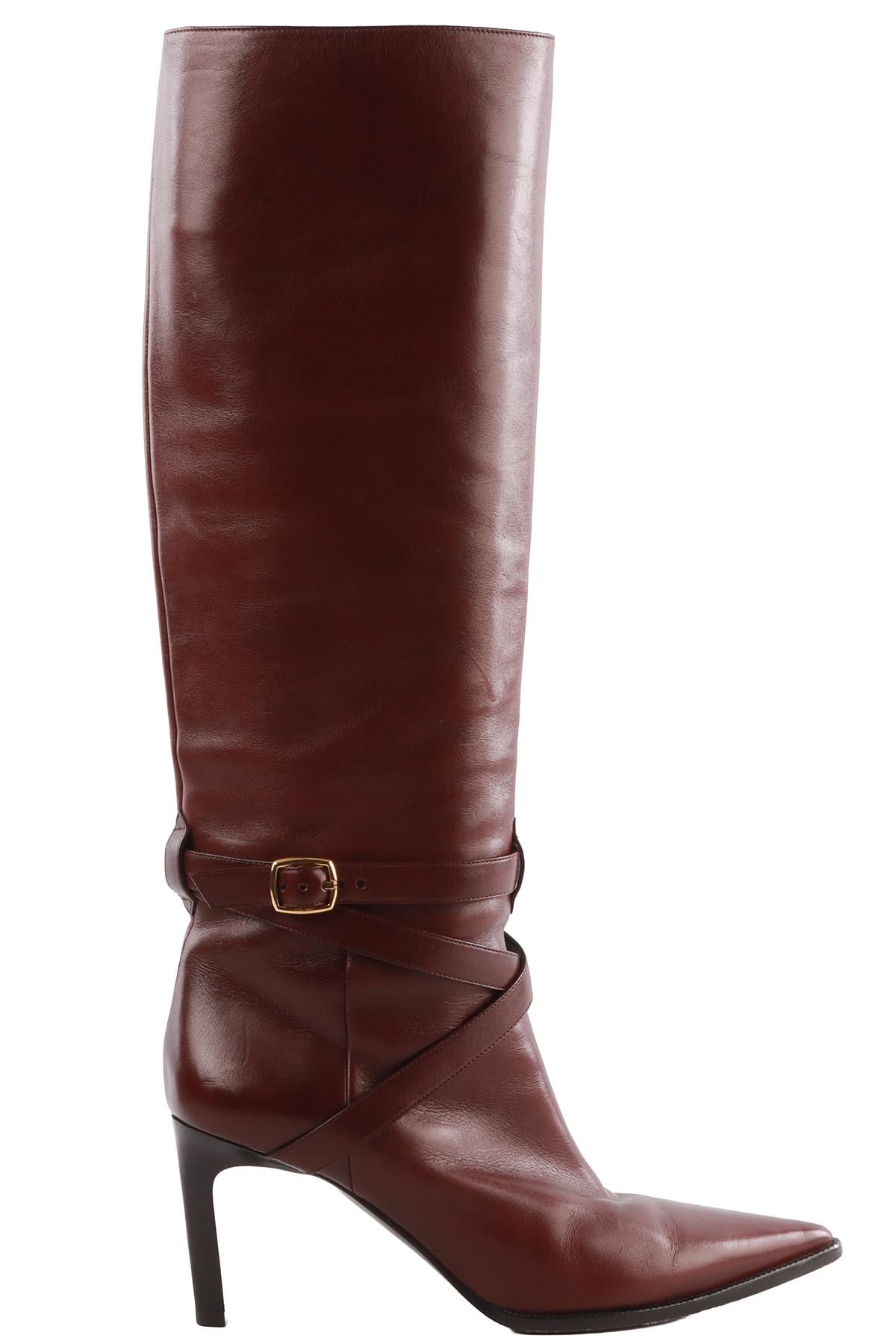 BROWN LEATHER KNEE HIGH BOOTS